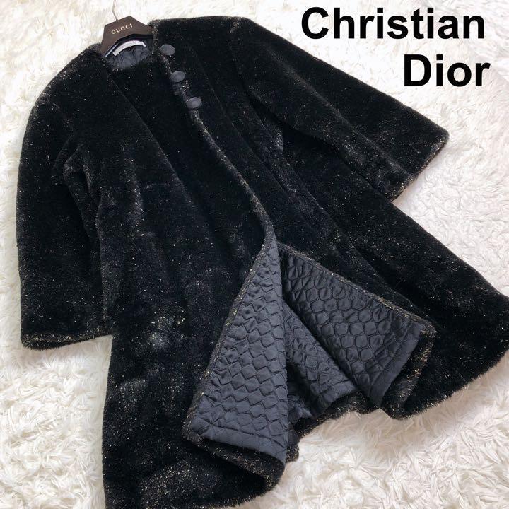 極美品 Christian Dior ディオール ファー コート 中綿 金ラメ｜PayPay