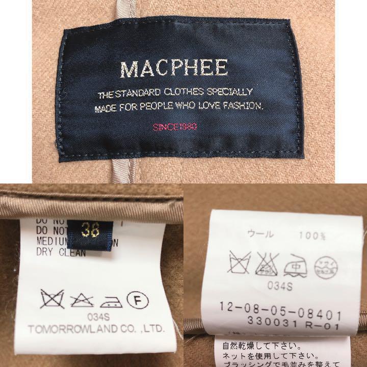 MACPHEE マカフィー ダッフル コート ショート フード 38 M｜PayPayフリマ