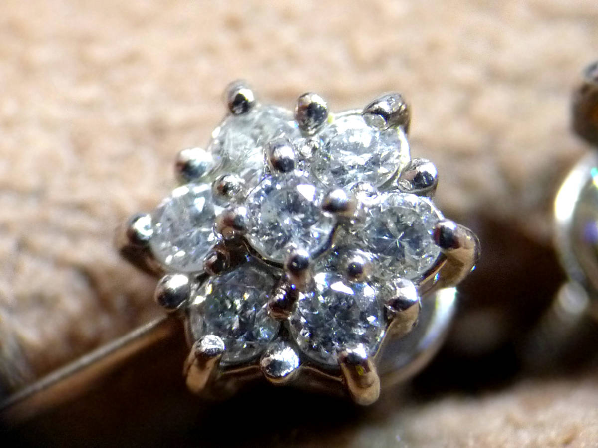 総0.50ct ダイヤ プラチナ イヤリング Pt850 中古良品 重量：2.38g 天然ダイヤモンド(0.25ct×2)