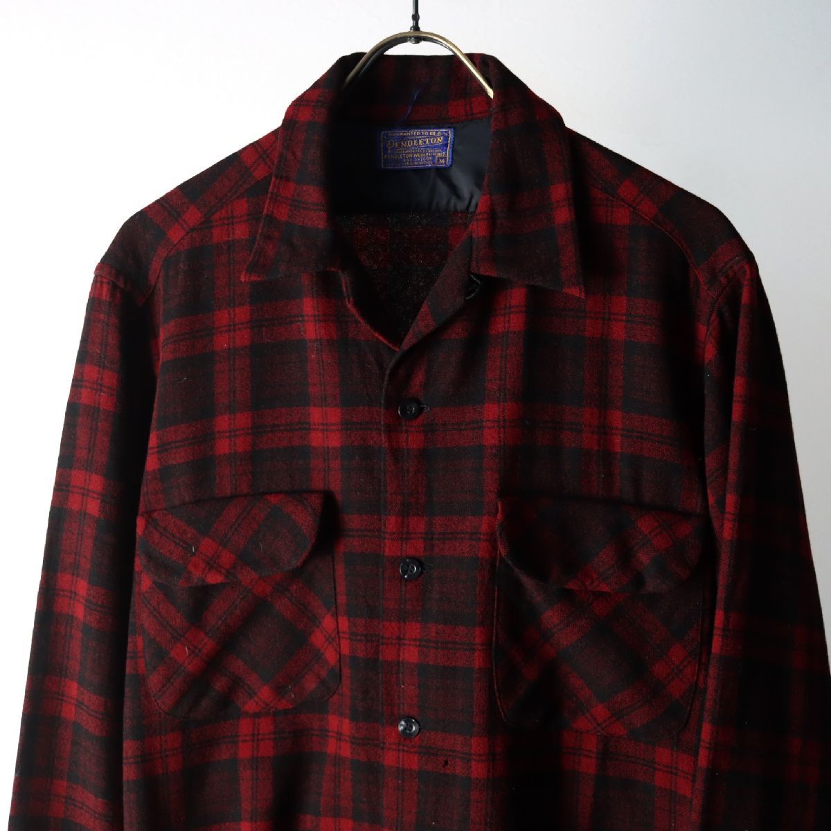 50s USA製 PENDLETON ペンドルトン 開襟 チェック ボックスカット シャツ M / 古着 ネルシャツ _画像1