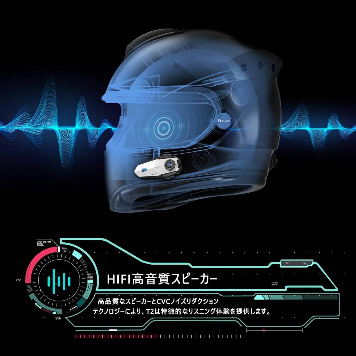 新品 TNICER バイク インカム T2 Bluetooth5.2 バイク用通信機器 6台同時接続対応 ワンクリックで自動ペアリング 25時間連続使用
