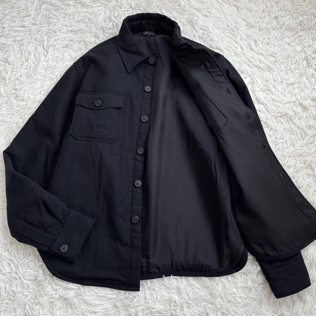 90s・フランス製】A P C 中綿シャツ ジャケット ウール ブラック 90s・フランス製】A P C 中綿シャツ ジャケット ウール ブラック