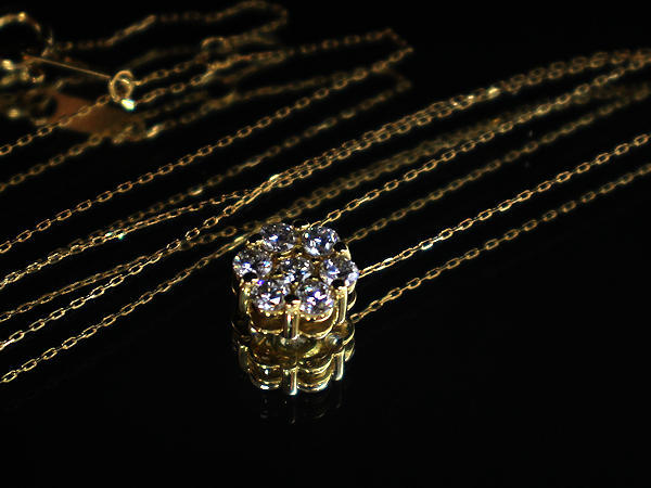 K18 フラワーモチーフネックレス 約40cm ダイヤモンド 0.50ct 18金 約1.2g ゴールド 20923_画像2
