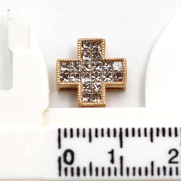 K18PG 十字架モチーフペンダントトップ ダイヤモンド 0.67ct 18金 ピンクゴールド クロス ネックレスチャーム 20823_画像8