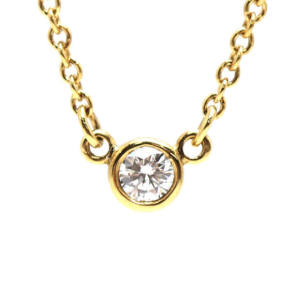 Tiffany&Co. ティファニー バイザヤードネックレス 約40cm ダイヤモンド K18YG 18金 イエローゴールド 1粒ダイヤ 小豆チェーン 81933