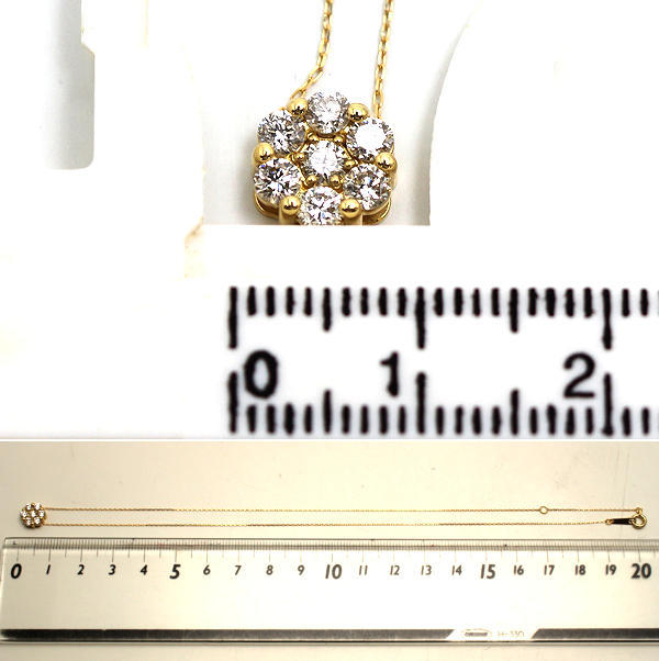 K18 フラワーモチーフネックレス 約40cm ダイヤモンド 0.50ct 18金 約1.2g ゴールド 20923_画像8