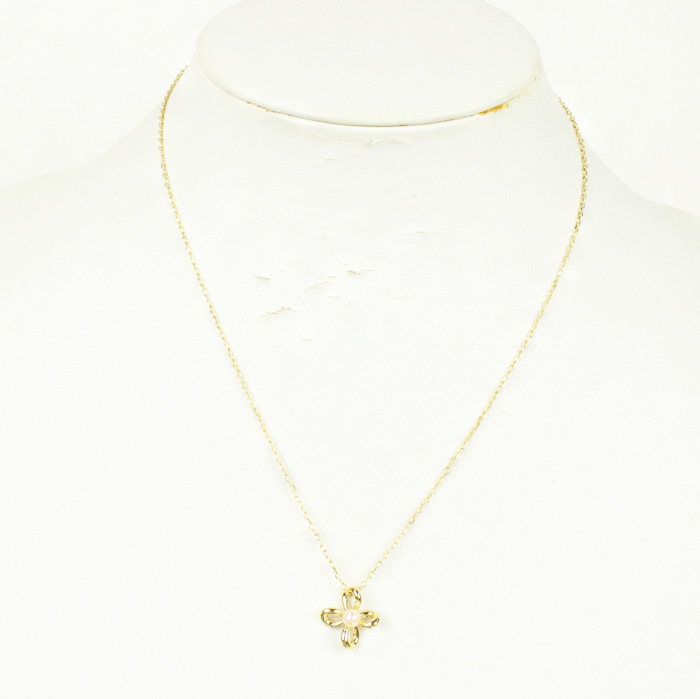 MIKIMOTO Mikimoto K18 Gold flower flower necklace baby pearl pearl total length approximately 43cm 18 gold 20753