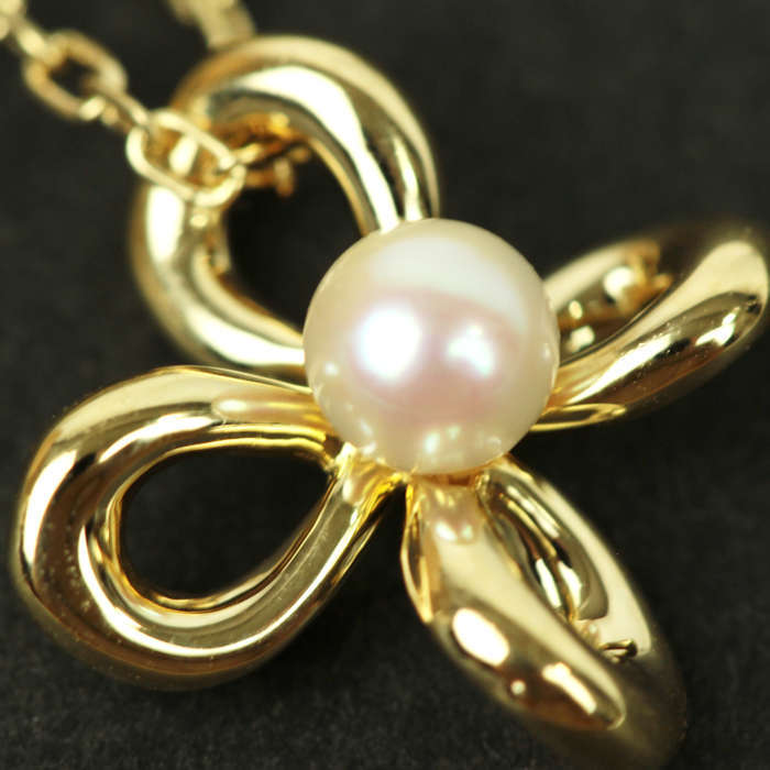 MIKIMOTO Mikimoto K18 Gold flower flower necklace baby pearl pearl total length approximately 43cm 18 gold 20753