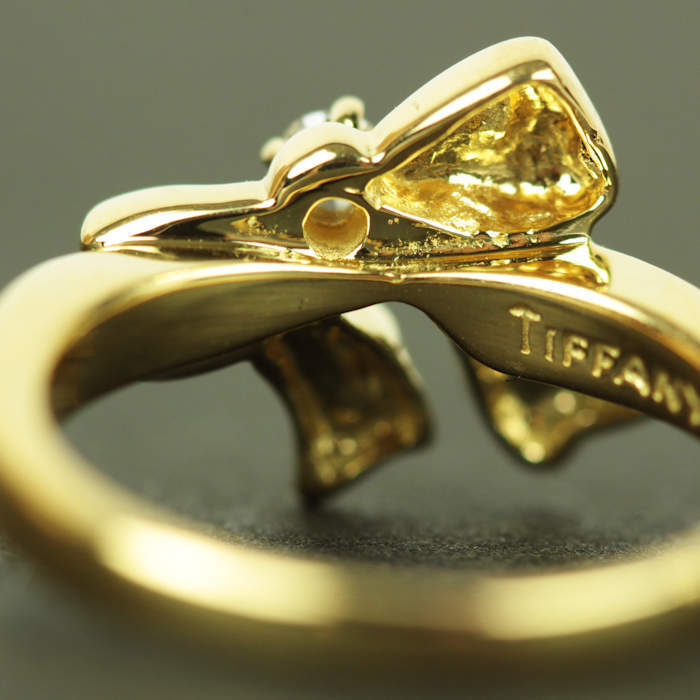 Tiffany&Co. ティファニー ブルーボックスボウ K18 ゴールド リング 指輪 リボン 8号 ダイヤモンド 18金 20437_画像4