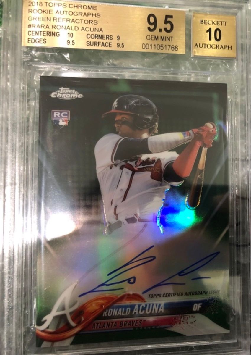 2018 Topps Chrome Ronald Acuna Jr /99 Green Auto RC /99 アクーニャ