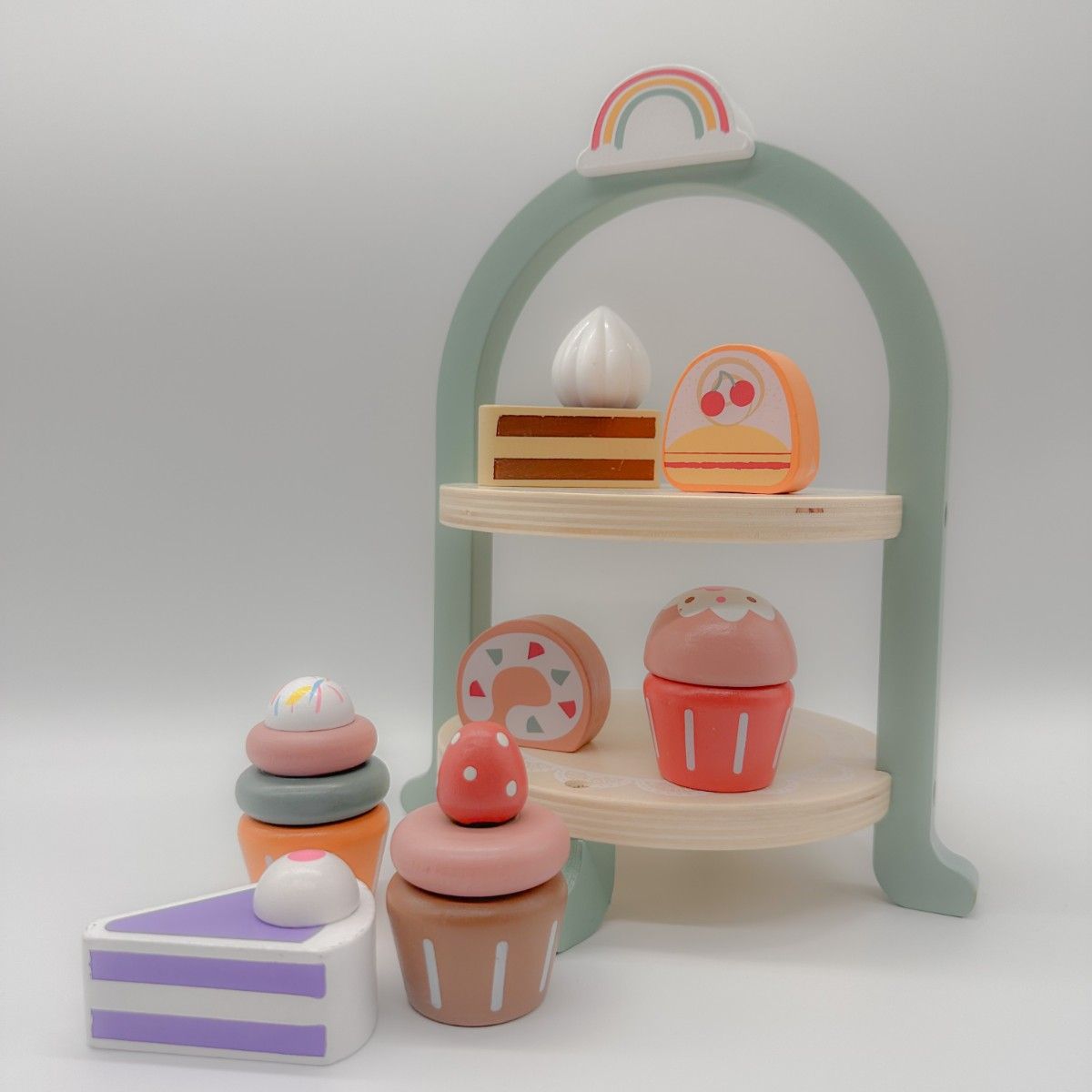 木製おもちゃ ケーキスタンド おままごと キッチン 木製玩具 知育玩具 ままごと 木製