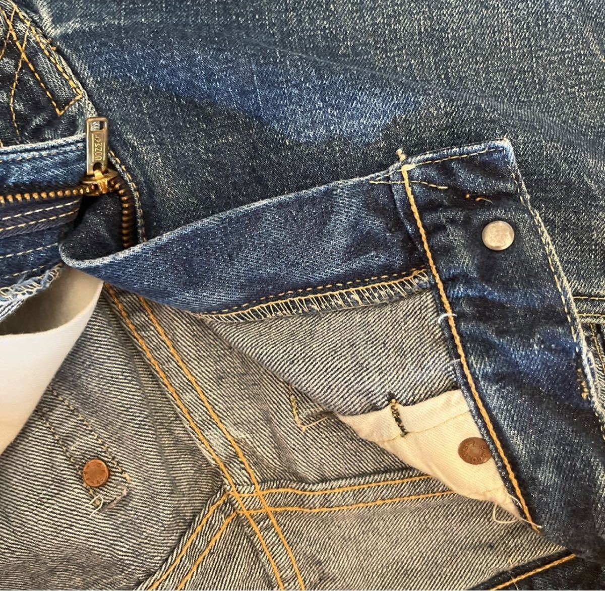 LEVIS 501ZXX 濃紺　リペア無し　47モデル期　オリジナルビンテージ 50sレザーパッチ 501xx 皮パッチBIGE USA製 Levi''s リーバイス501_画像7