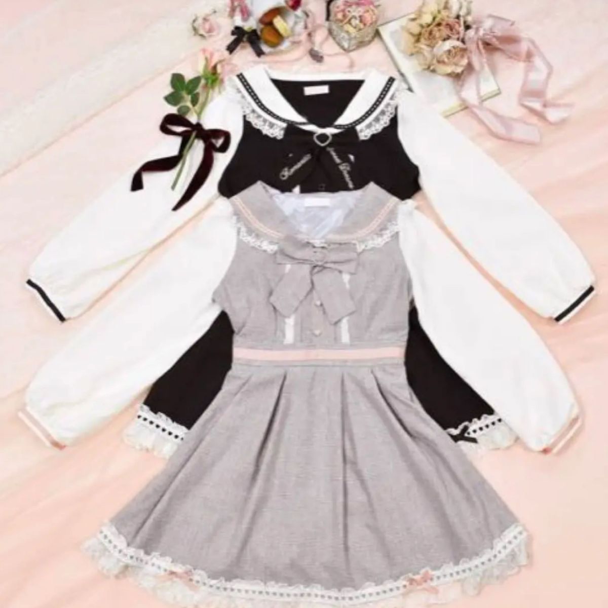 LIZ LISA リズリサ セーラー衿ワンピース グレー チェック LIZ LISA リズリサ セーラー衿ワンピース グレー チェック