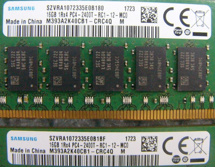 mc13 288pin DDR4 19200 PC4-2400T-RC1 16GB Registered SAMSUNG 2枚 合計32GB SUPERMICROの画像2