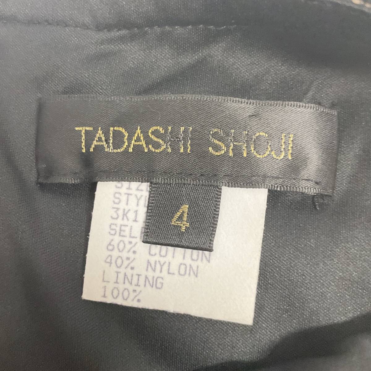 43322309 tadashi shoji タダシショージ レディース ワンピース ノースリーブ ベージュ ブラック 総柄 4サイズ 女性用 古着 【TKKT】_画像4