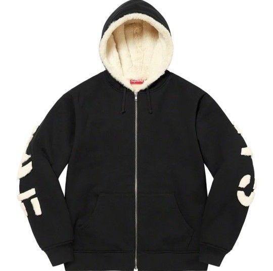 Supreme~ Faux Fur Lined Zip Up Hooded Sweatshirt M ブラック Supreme~ Faux Fur Lined Zip Up Hooded Sweatshirt M ブラック