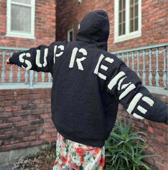 Supreme~ Faux Fur Lined Zip Up Hooded Sweatshirt M ブラック 黒 