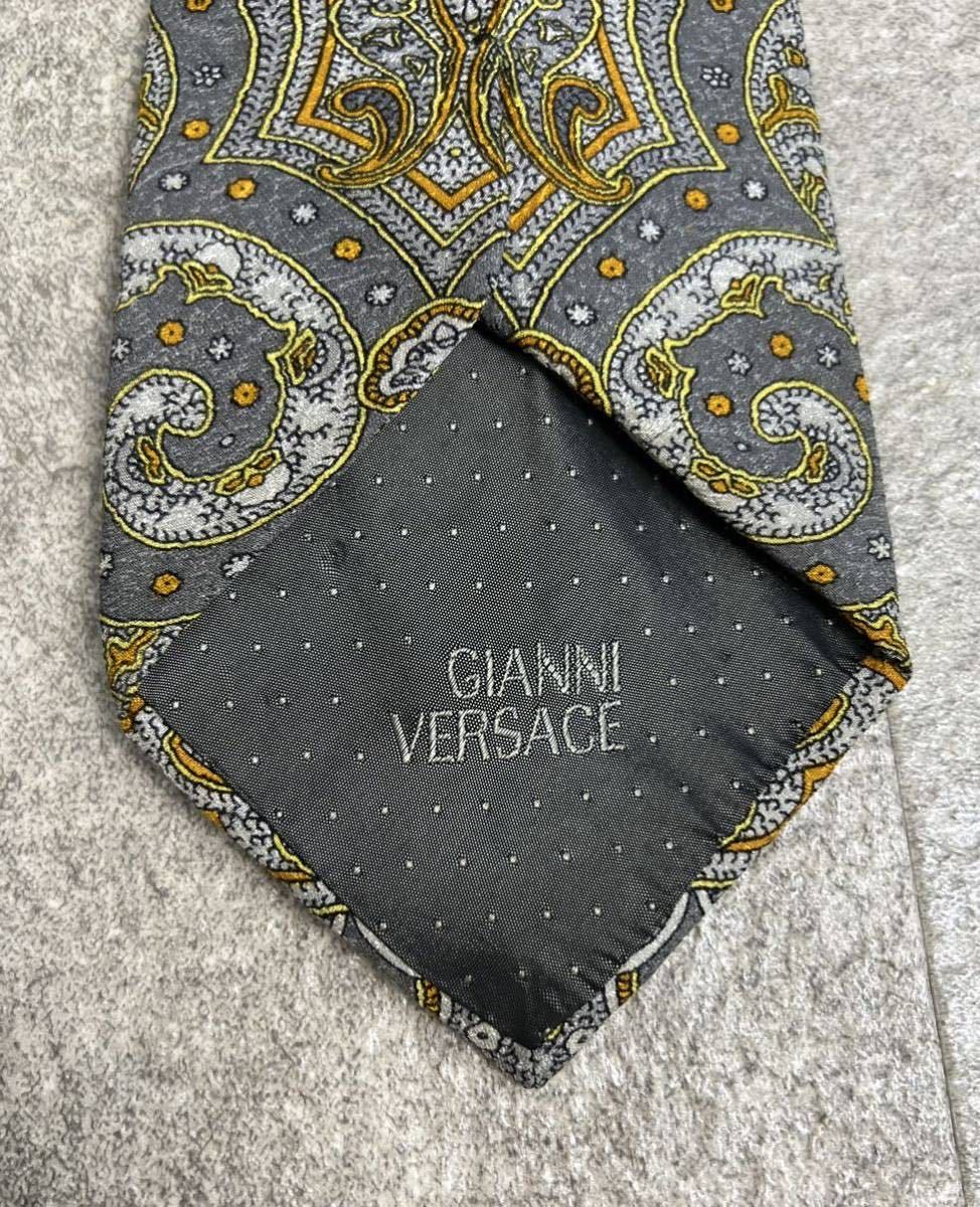  редкий шедевр прекрасный товар Gianni Versace 90s vintagepeiz Lee общий рисунок галстук шелк 100% Gianni Versace Vintage Италия производства ITALY