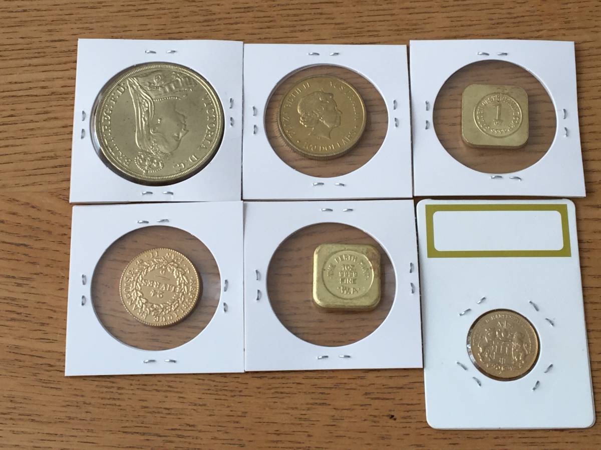 Z10)海外イギリス、ドイツ、フランス、オーストラリアの古銭、金貨、金幣 6点セット　磁に吸いません_画像6