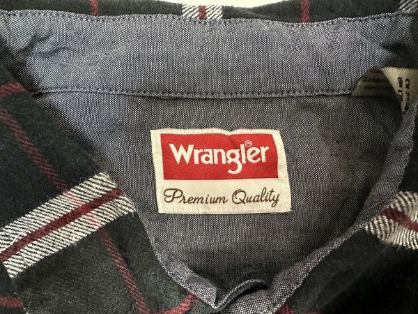 ☆ビッグサイズ US古着 Wrangler ラングラー ネルシャツ チェック柄 長袖 ブラック黒×グレー白【XL】コットン　　　　　　◆4002◆_画像5