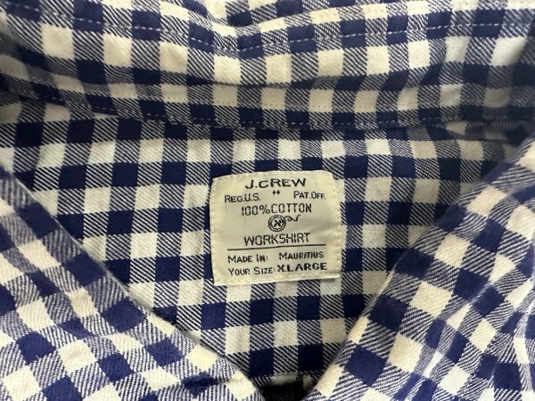 ☆ビッグサイズ US古着 J.CREW Jクルー ジェイクルー ネルシャツ チェック柄 ブロックチェック ネイビー紺【XL】コットン　　　　◆4019◆_画像4