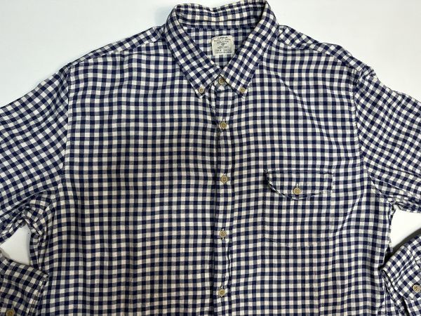 ☆ビッグサイズ US古着 J.CREW Jクルー ジェイクルー ネルシャツ チェック柄 ブロックチェック ネイビー紺【XL】コットン　　　　◆4019◆_画像5