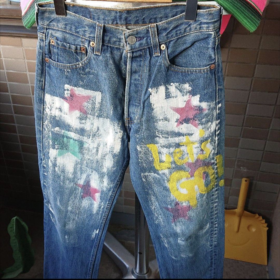 levis リーバイス 501 W28 ペイントアメリカ製 MADE IN USA no1136 リメイク