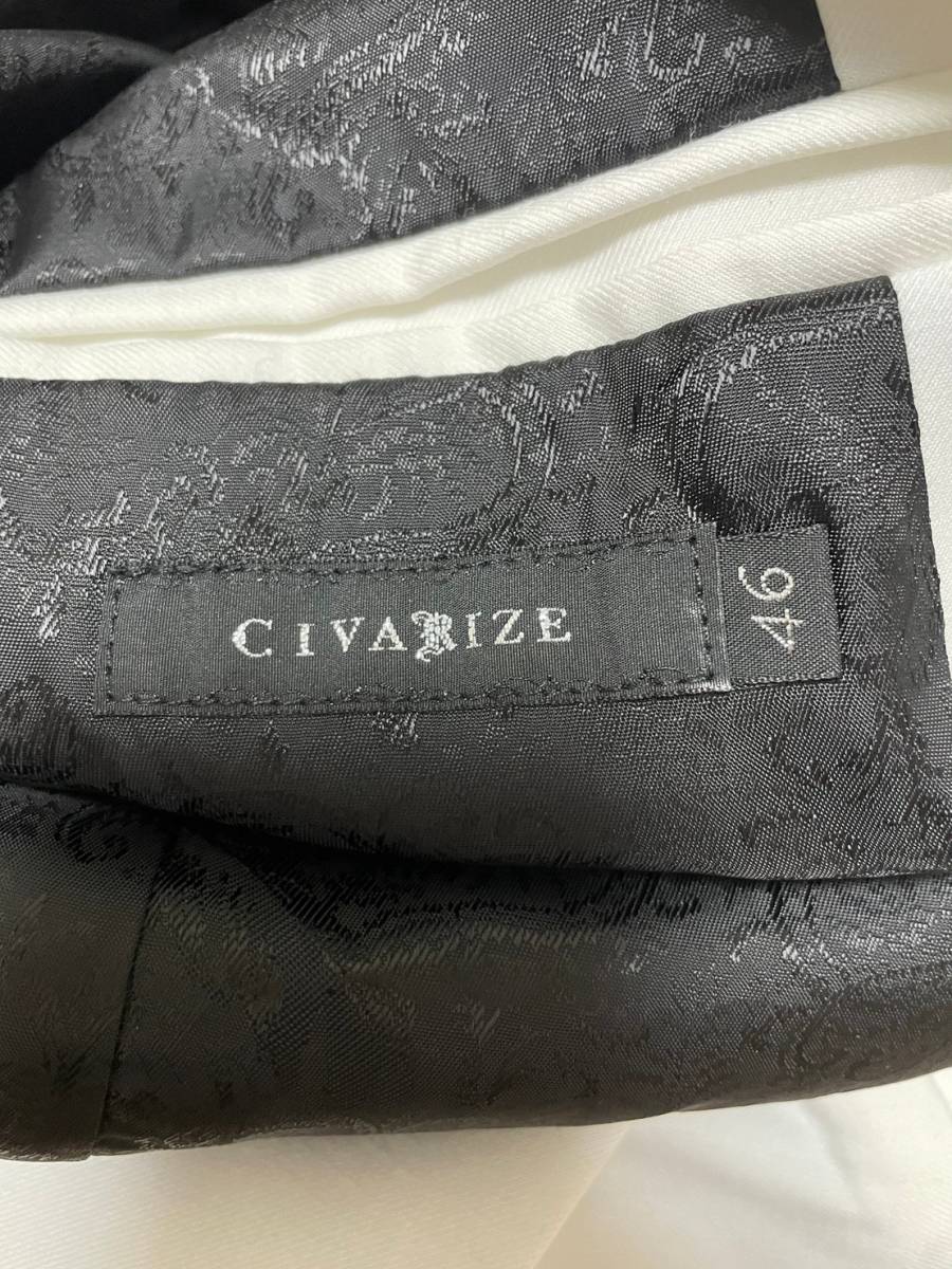 未使用☆[CIVARIZE] ストーンジップ 7部丈 テーラードジャケット 46 ホワイト シヴァライズ_画像3