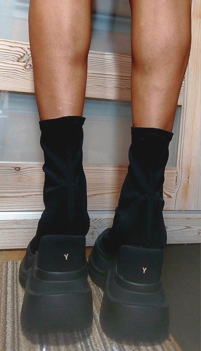 yello TOKYO BLACK DOUBLE SNEAKER SHORT BOOTS Lサイズ｜Yahoo!フリマ