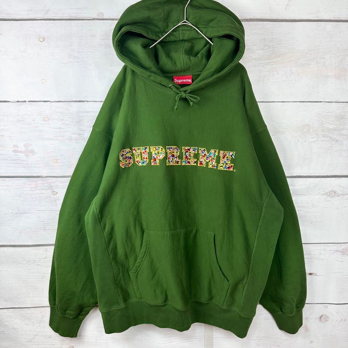美品】supreme シュプリーム 肉厚パーカー ジュエリーロゴ 宝石 XL