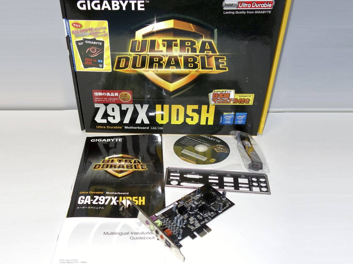 [LGA1150] GIGABYTE GA-Z97X-UD5H(rev 1.0) BOX + Core i7 5775C + Cooler + 32GB Mem(8GBx4) 難あり _画像7