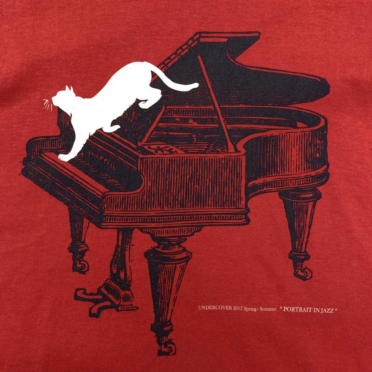 猫 UNDERCOVER 17SS ピアノ Tシャツ レッド 赤 2サイズ UNDER COVER アンダーカバー CAT カットソー Tee ジョニオ archive 3020116_画像9