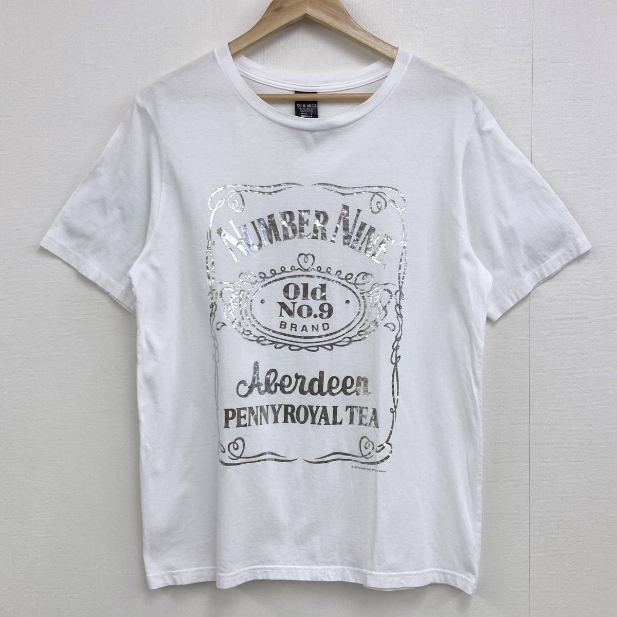 4サイズ NumberNine ジャックダニエル パロディーシルバー プリント Tシャツ ホワイト ナンバーナイン 半袖 Tee archive 2100059_画像1