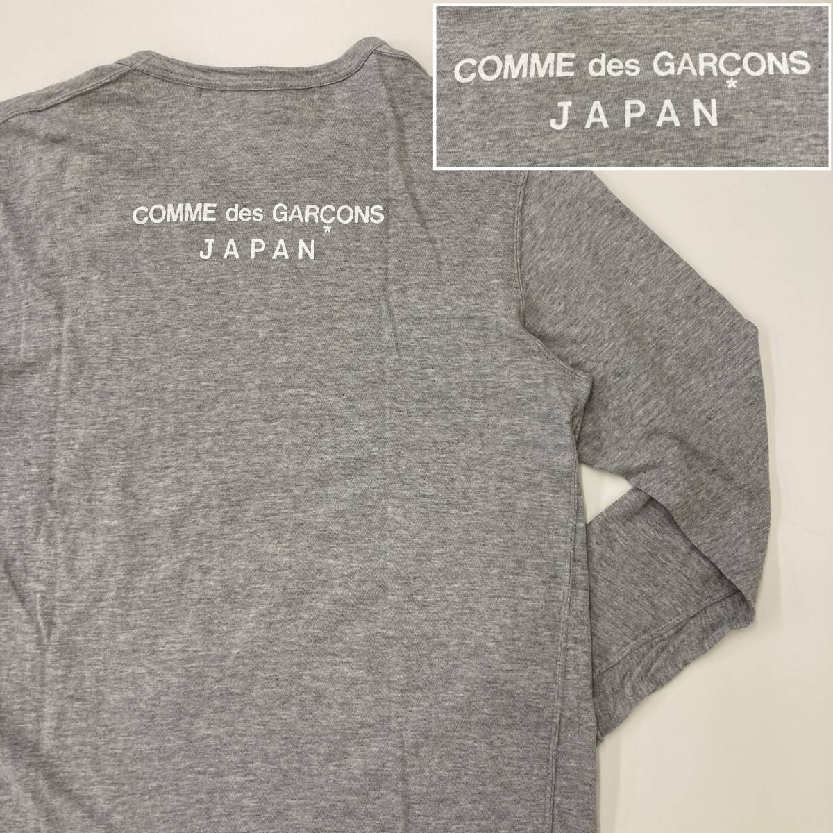 80s COMME des GARCONS JAPAN ロゴ 長袖 無地 Tシャツ グレー コムデギャルソン カットソー ロンT VINTAGE 初期 archive 3070383 _画像1