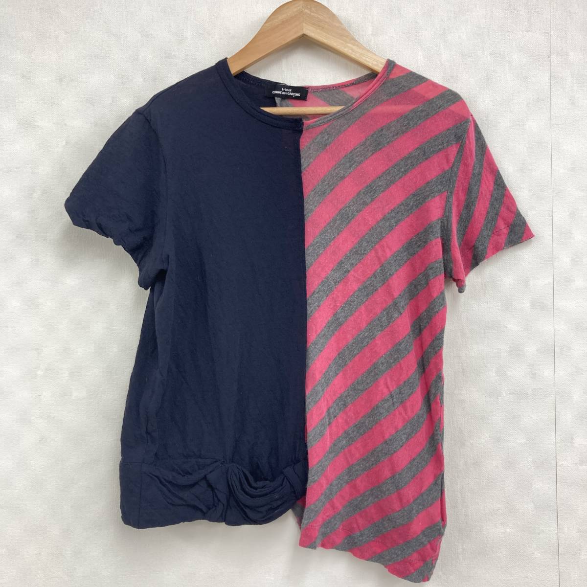 AD2003 トリココムデギャルソン アシンメトリー ドッキング ずらし 半袖 ウール カットソー tricot Tシャツ VINTAGE archive 3090144_画像1