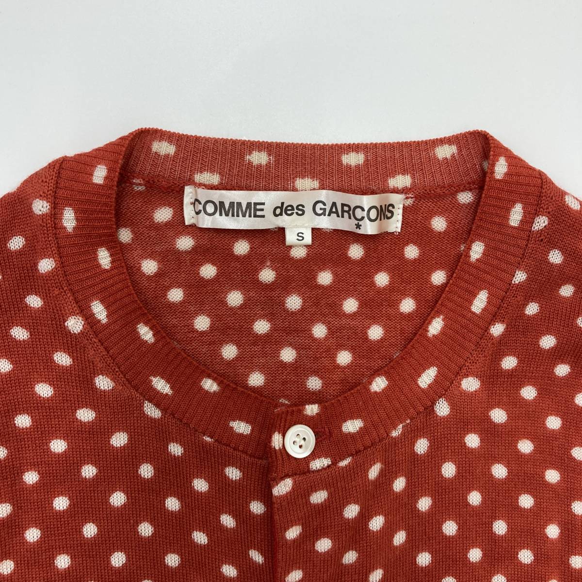 AD2005 COMME des GARCONS стандартный точка вязаный кардиган красный S размер Comme des Garcons свитер полька-дот archive 3080633