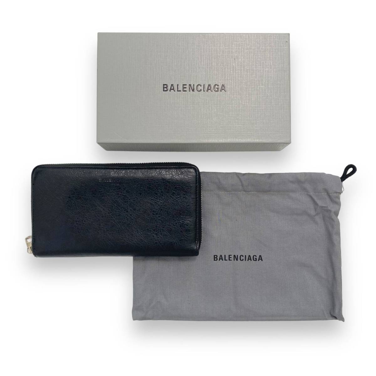 バレンシアガ BALENCIAGA 長財布 黒 ブラック レザー 革 ラウンドファスナー ロングウォレット ラウンドジップ コンパクトウォレット