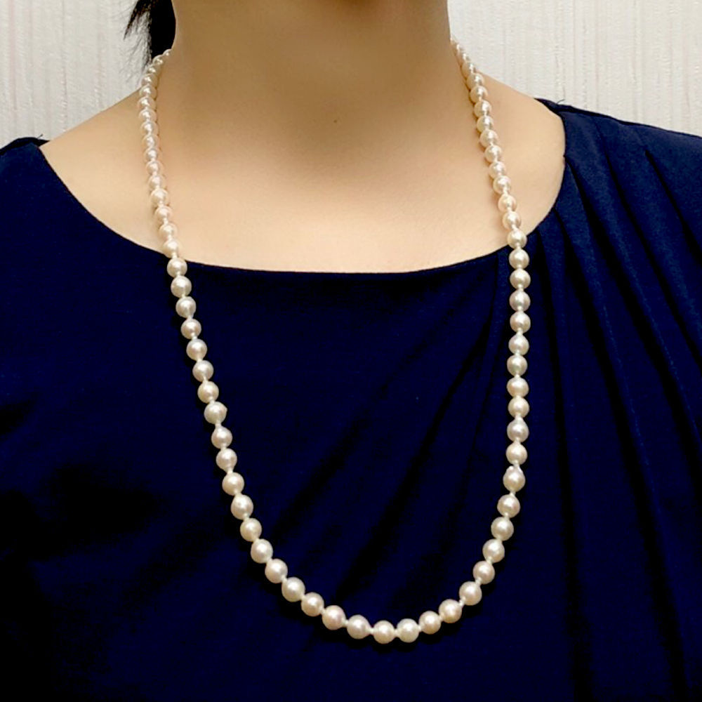 アコヤ 本真珠 セミロング ネックレス 5.5-6.0mm 66cm パールネックレス p157055n 真珠 冠婚葬祭 成人の日 お祝い 送料無料