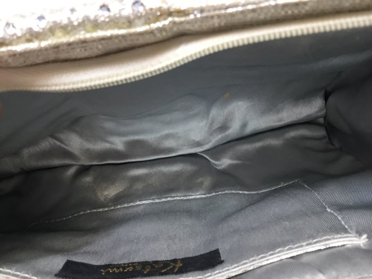 [K-2023] lady's bag * clutch bag Japanese clothes also * silver color Kirakira handbag! selling out 1 jpy start!!