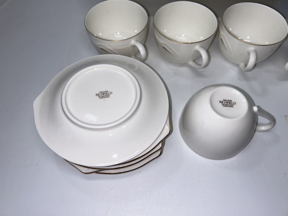 RICHFIELD カップ＆ソーサー ヴァンセーヌ ５客 箱付き たち吉 コーヒーセット 未使用 保管品 茶器 来客_画像6