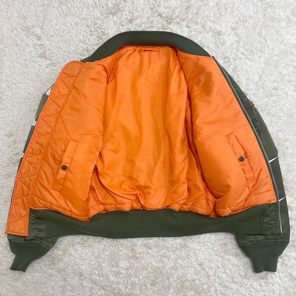 alpha NIKE フライトジャケット コラボ スウッシュ ロゴ Sサイズ alpha NIKE フライトジャケット コラボ スウッシュ ロゴ Sサイズ