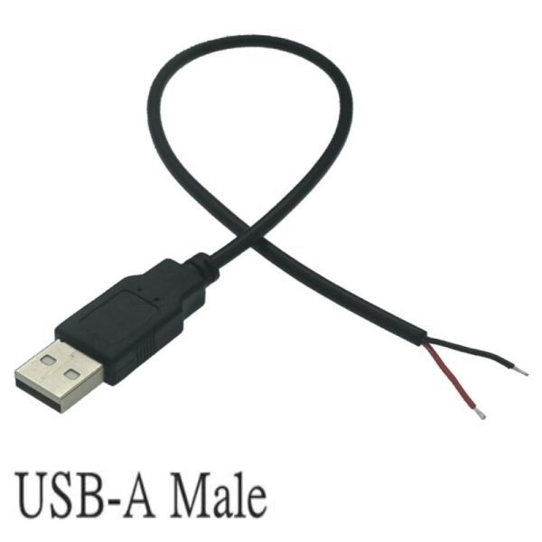 USB power supply cable 2 pin tip half rice field 30cm charger charge code connector DIY 5v line *.6