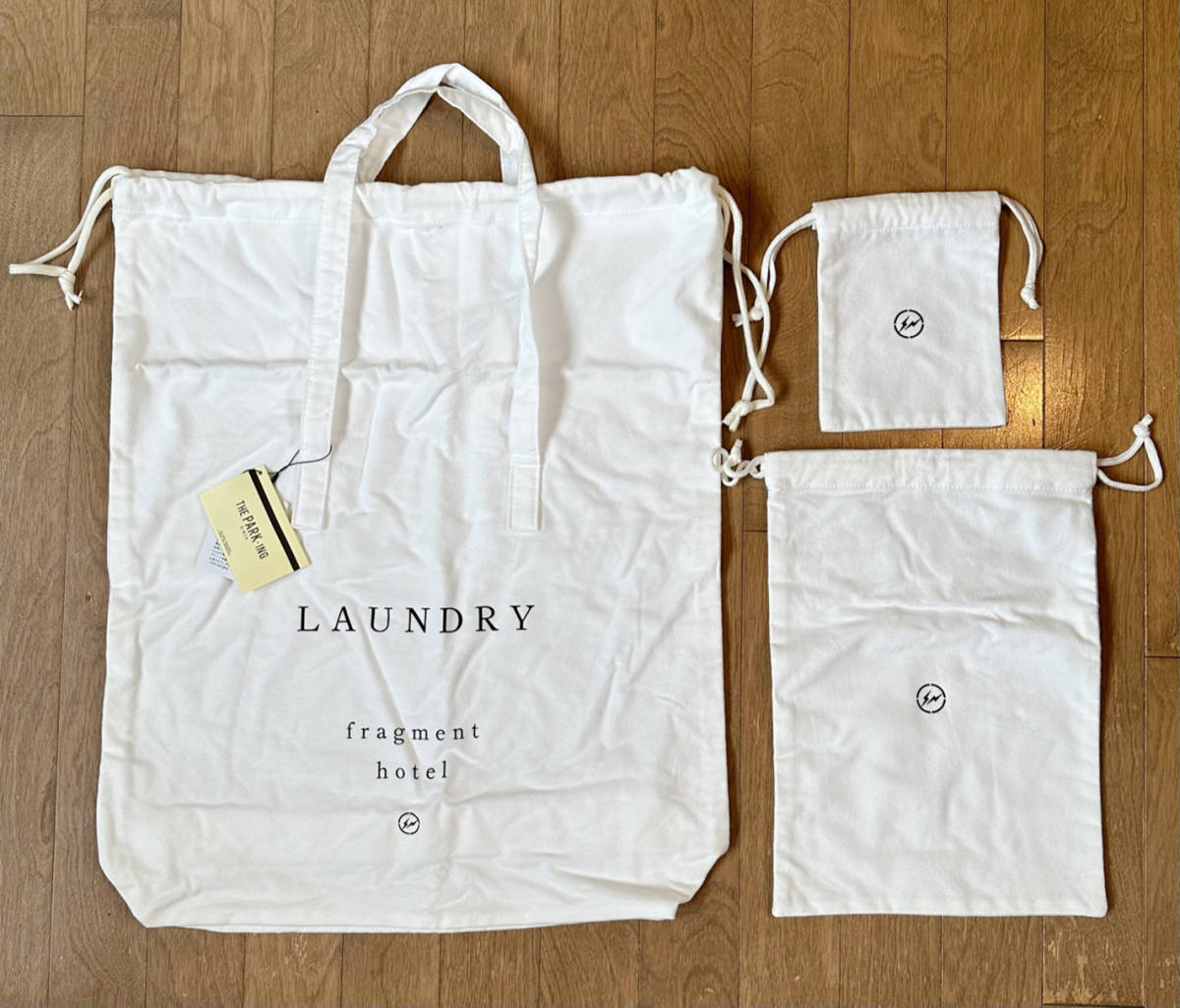■THE PARK-ING GINZA 新品 Fragment Horel LAUNDRY BAG & POUCH 2個 セット フラグメント 藤原ヒロシ_画像1