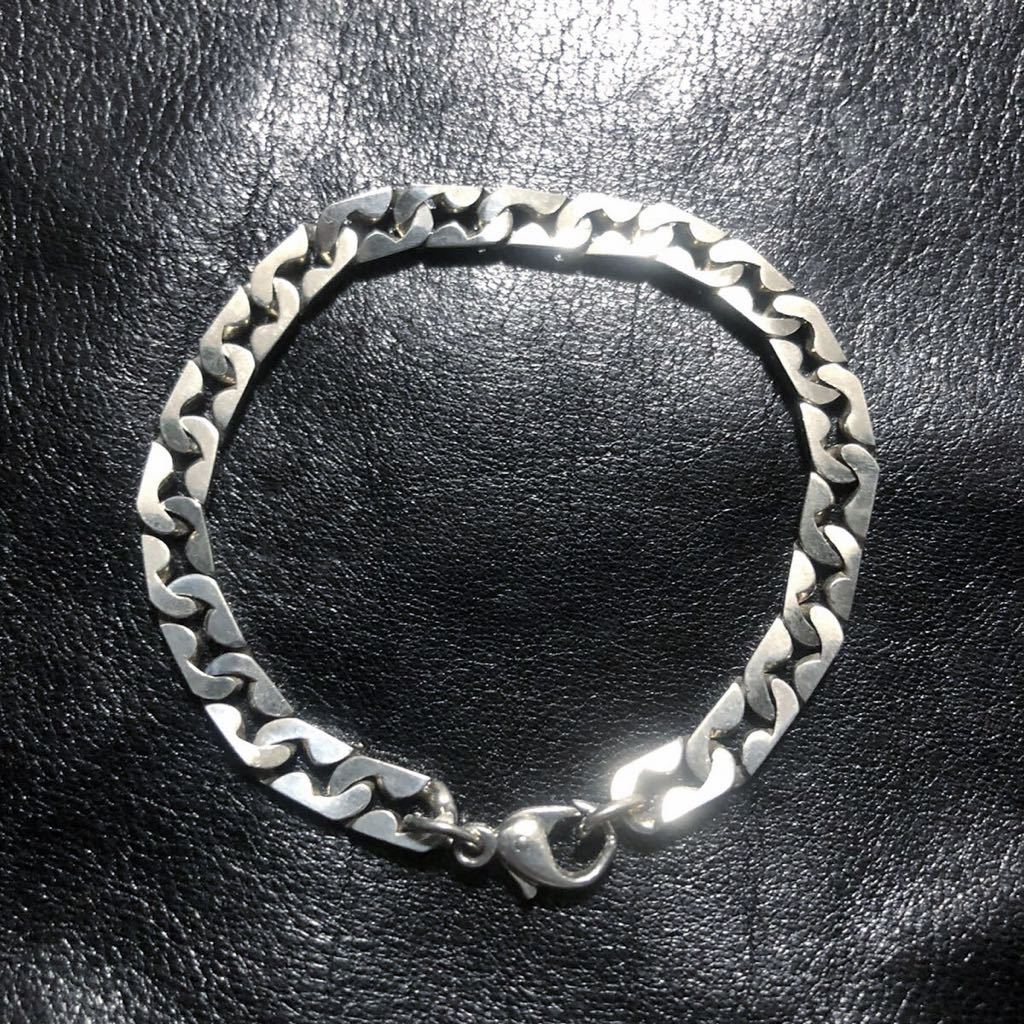 Vintage Italian Silver Flat Chain 925 スターリングシルバー ブレスレット 喜平 イタリアンシルバー ヴィンテージ  Made in Italy