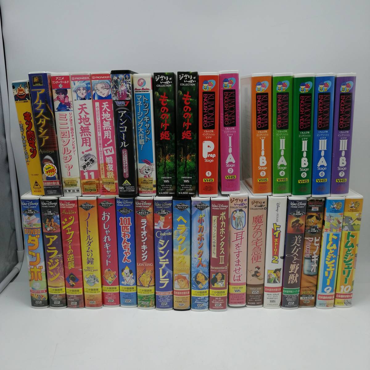 t2121 VHS ビデオテープ ディズニー ジブリ まとめ シンデレラ アラジン ライオンキング 美女と野獣 もののけ姫 魔女の宅急便 中古 現状品_画像1