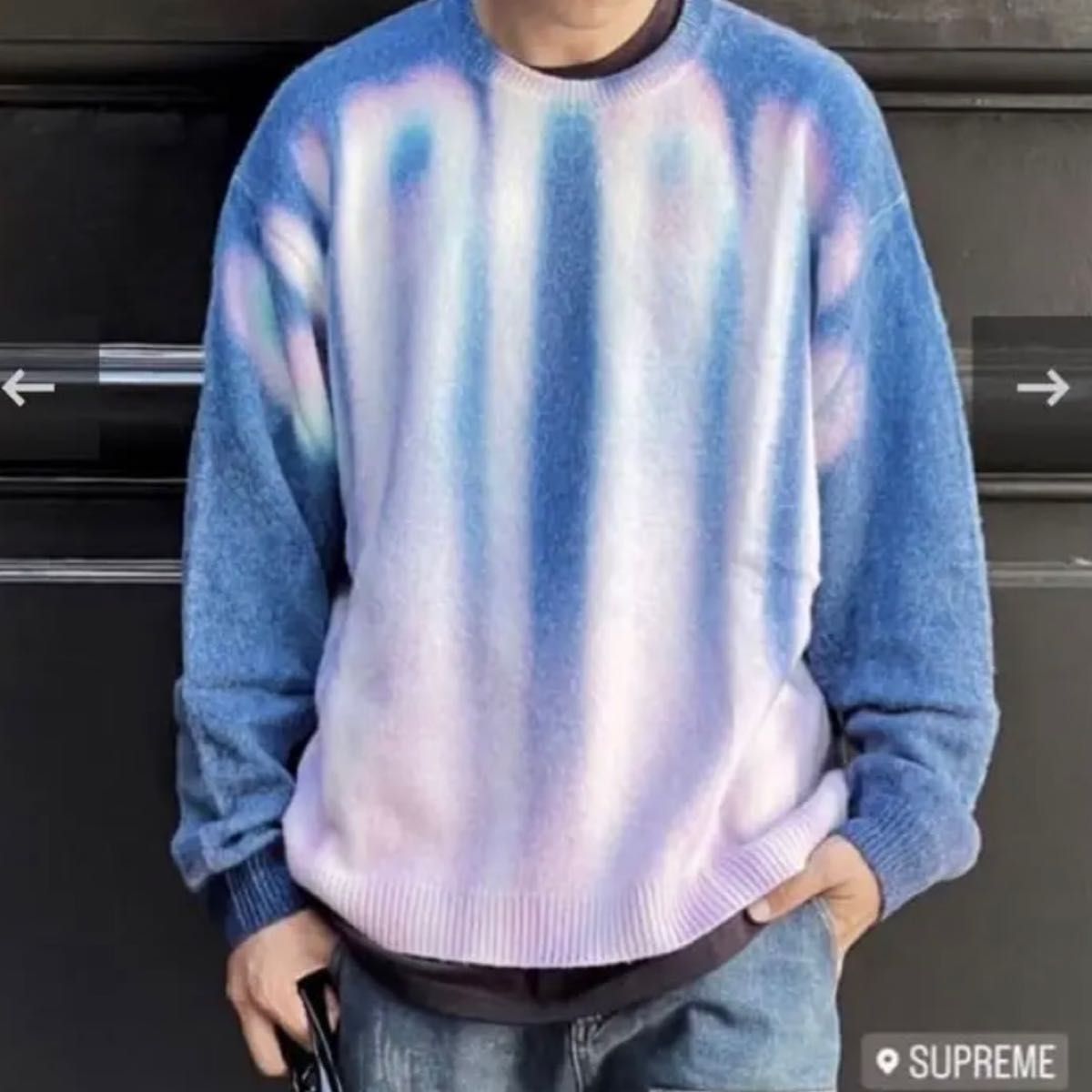 Supreme Blurred Logo Sweater L Blue シュプリーム ブラード ロゴ