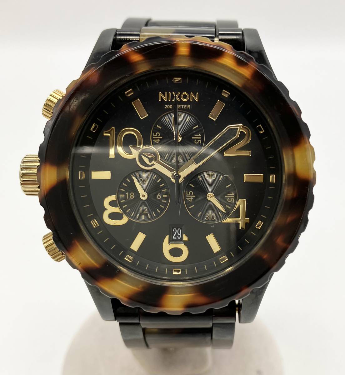 NIXON ニクソン 42-20 ゴールド×鼈甲 メンズ腕時計 クロノグラフ-