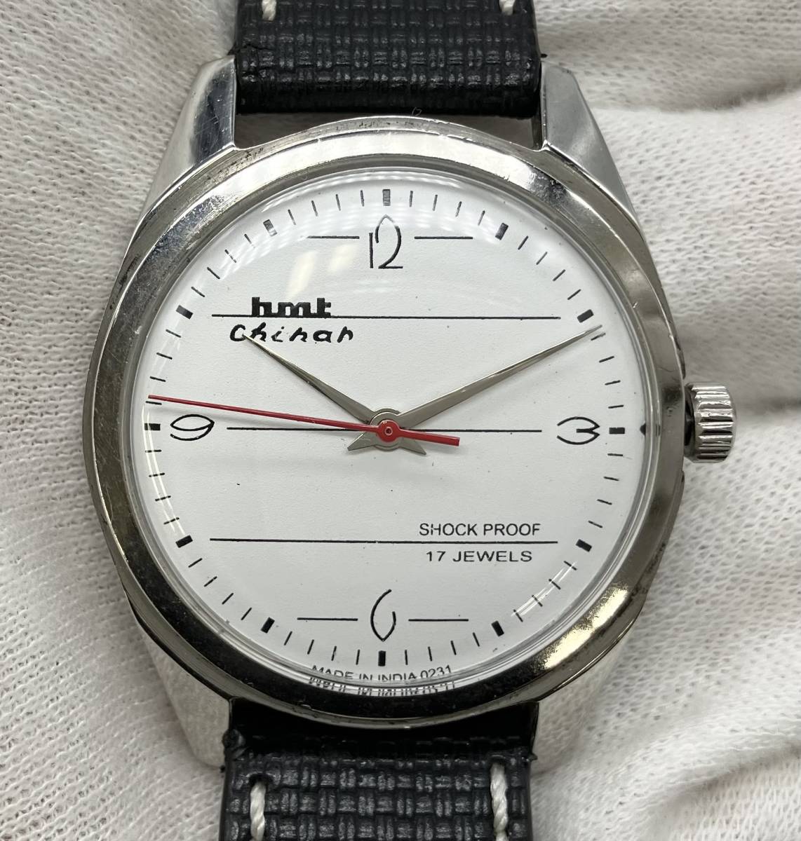 【ジャンク】 HMT Chinar 手巻き メンズ 腕時計 109-11 ホワイト文字盤 アナログ アンティーク ヴィンテージ