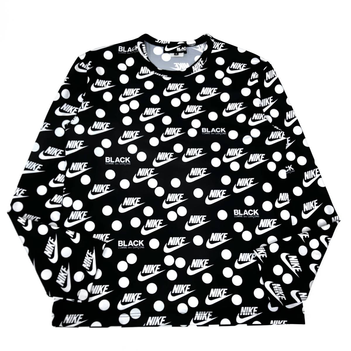 NIKE × BLACK COMME des GARCONS ナイキ コムデギャルソン 長袖 Tシャツ 1D-T103 メッシュ ブラック ドメスティック サイズXL