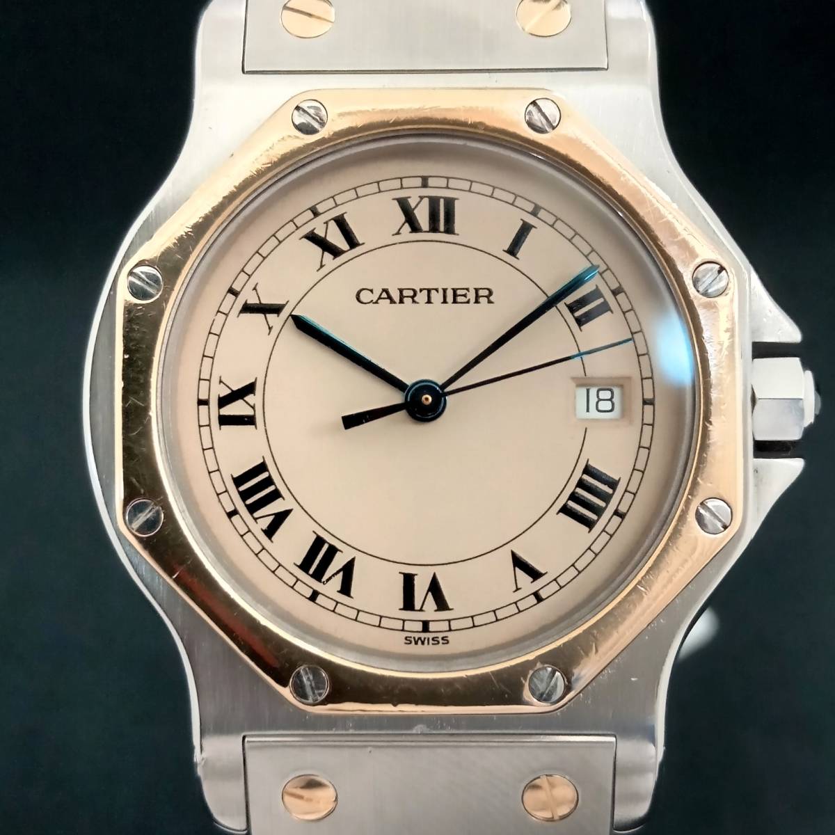 23年9月研磨実施】カルティエ Cartier 187902 サントスオクタゴン 電池